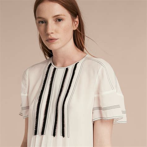 burberry bluse weiss|Silk Blouse in Natural white .